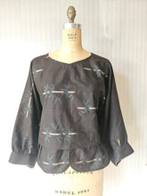 Load image into Gallery viewer, Brown Vintage Kimono Silk Zero-Waste Peplum Top