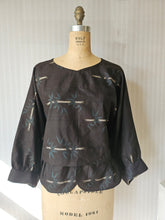 Load image into Gallery viewer, Brown Vintage Kimono Silk Zero-Waste Peplum Top