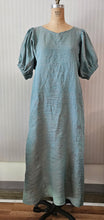 Load image into Gallery viewer, Green Linen Zero-Waste Gathered Short Sleeve Summer Dress
