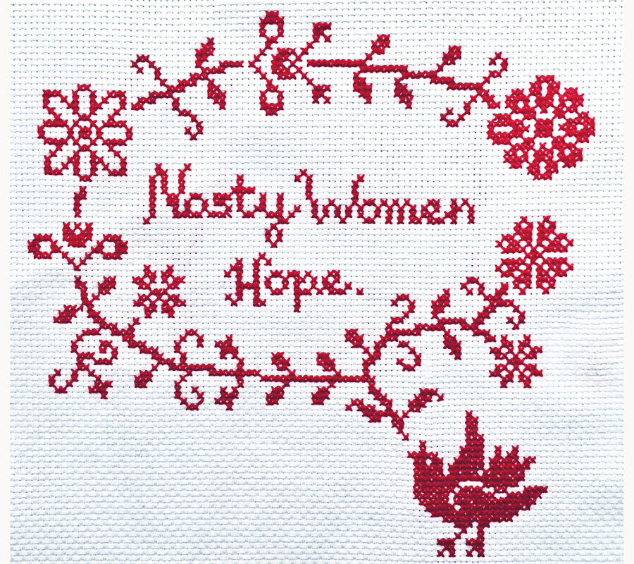 Nasty Women Hope Songbird PDF Cross Stitch Embroidery Pattern With Alphabet